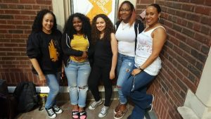 Carolina and Tomiko with students