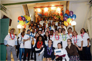 college applicants celebrating